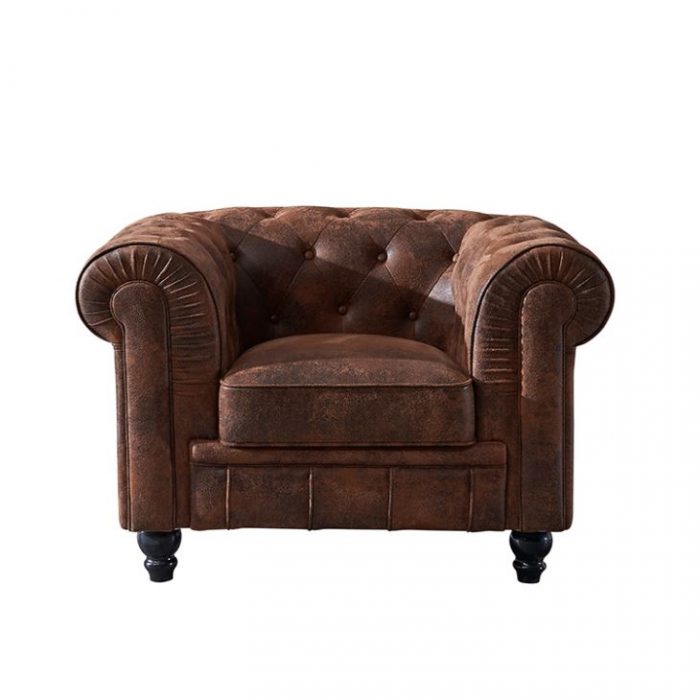Family Furniture | Traditional Chesterfield Chair - Button / Brown