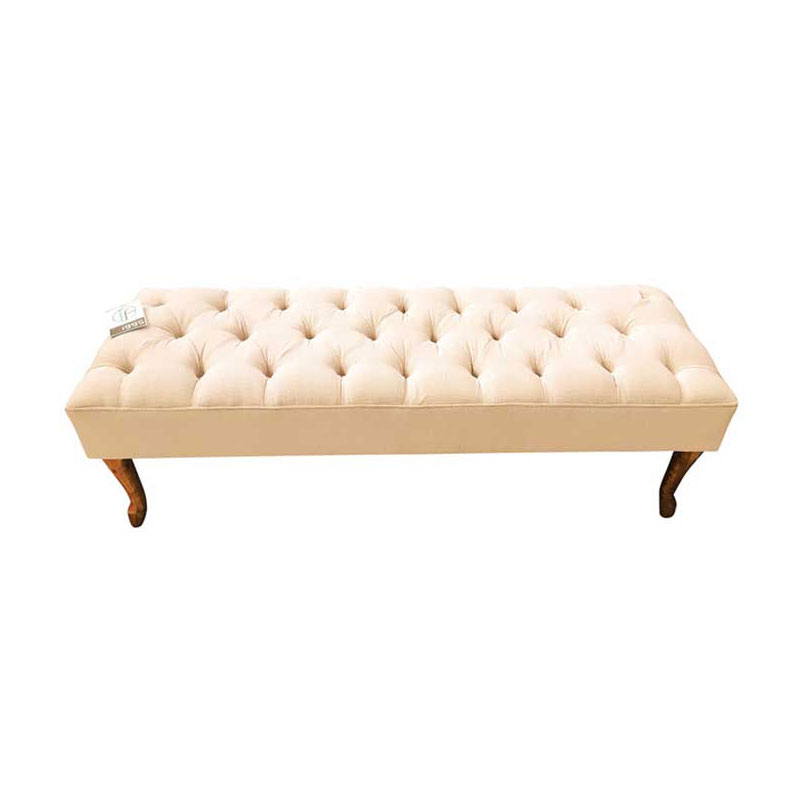 Family Furniture | Diamond Button Bed Bench / Ottoman - Rectangular Custom Design - Cream