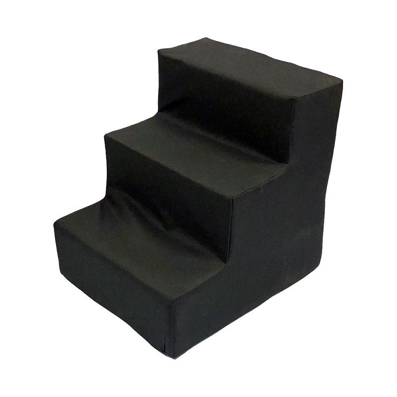 Family Furniture | Silver Lining Doggie Steps: Wide/ 3x Step / Black Canvas